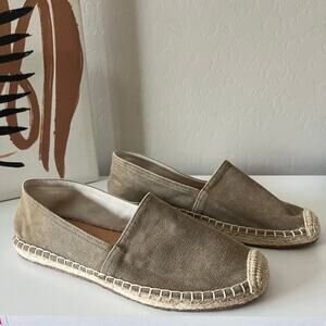 RRL Ralph Ralph Lauren Beige Olive Canvas Flat Slip On Espadrille Shoes‎ Size 8